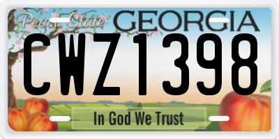 GA license plate CWZ1398