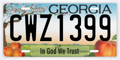 GA license plate CWZ1399