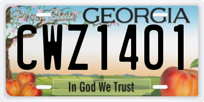 GA license plate CWZ1401