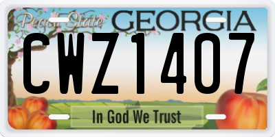 GA license plate CWZ1407