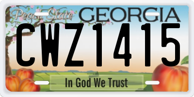 GA license plate CWZ1415