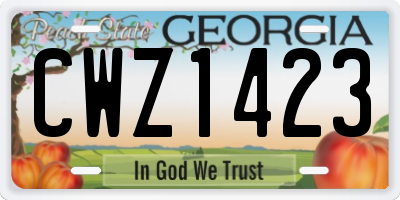 GA license plate CWZ1423