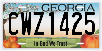 GA license plate CWZ1425