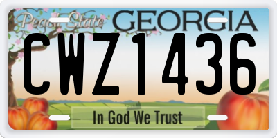GA license plate CWZ1436