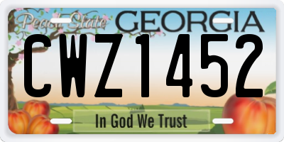 GA license plate CWZ1452