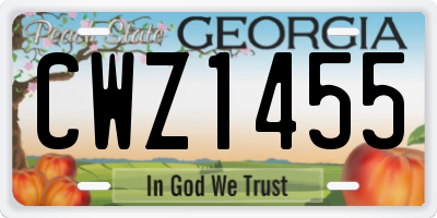 GA license plate CWZ1455
