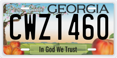 GA license plate CWZ1460