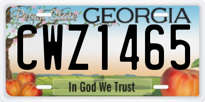 GA license plate CWZ1465