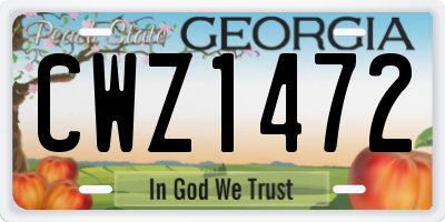 GA license plate CWZ1472