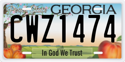 GA license plate CWZ1474