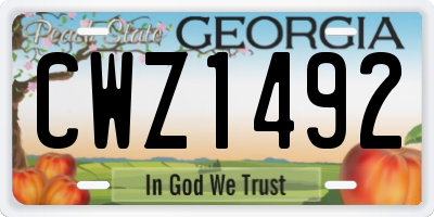 GA license plate CWZ1492