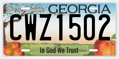 GA license plate CWZ1502