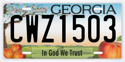GA license plate CWZ1503