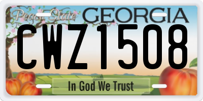 GA license plate CWZ1508