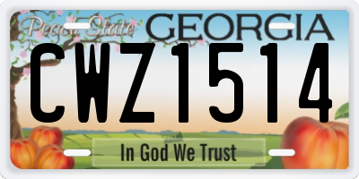 GA license plate CWZ1514