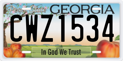 GA license plate CWZ1534