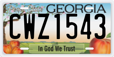 GA license plate CWZ1543