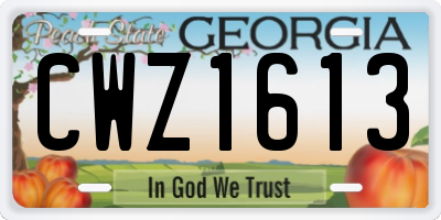 GA license plate CWZ1613