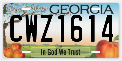 GA license plate CWZ1614