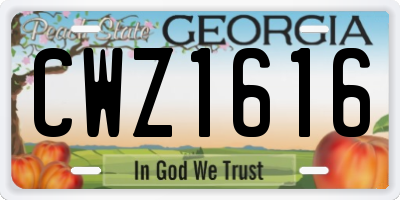 GA license plate CWZ1616