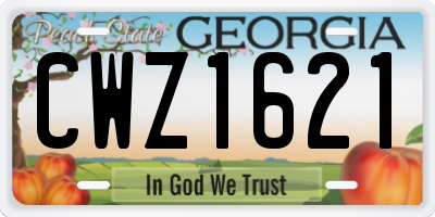 GA license plate CWZ1621
