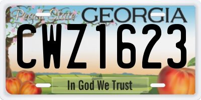 GA license plate CWZ1623