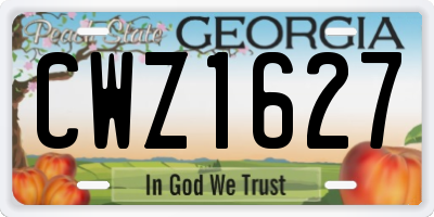 GA license plate CWZ1627