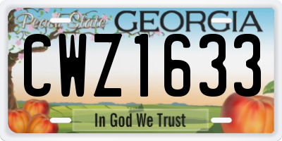 GA license plate CWZ1633