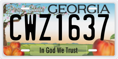 GA license plate CWZ1637