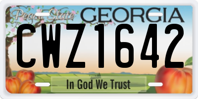 GA license plate CWZ1642