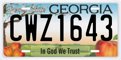 GA license plate CWZ1643