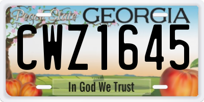 GA license plate CWZ1645