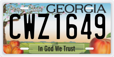 GA license plate CWZ1649