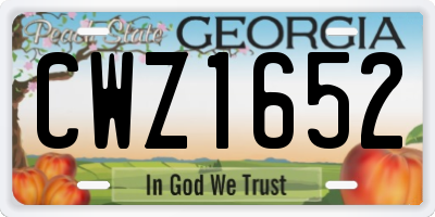GA license plate CWZ1652