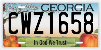 GA license plate CWZ1658