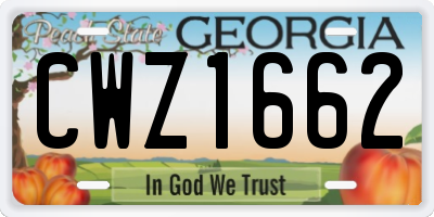 GA license plate CWZ1662