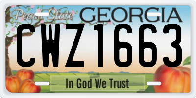 GA license plate CWZ1663