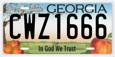 GA license plate CWZ1666