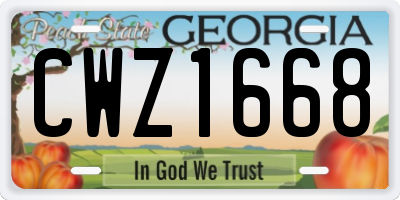 GA license plate CWZ1668