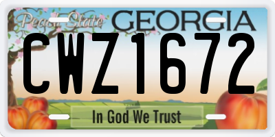 GA license plate CWZ1672