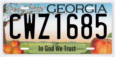 GA license plate CWZ1685