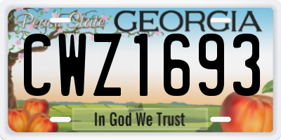 GA license plate CWZ1693