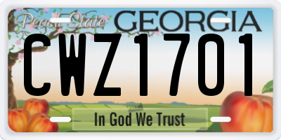 GA license plate CWZ1701
