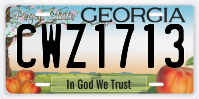 GA license plate CWZ1713