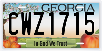 GA license plate CWZ1715