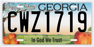 GA license plate CWZ1719
