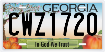 GA license plate CWZ1720