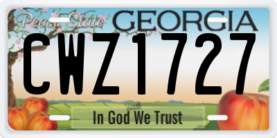 GA license plate CWZ1727