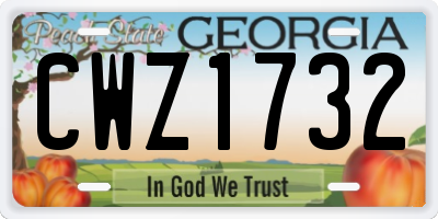 GA license plate CWZ1732