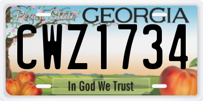 GA license plate CWZ1734